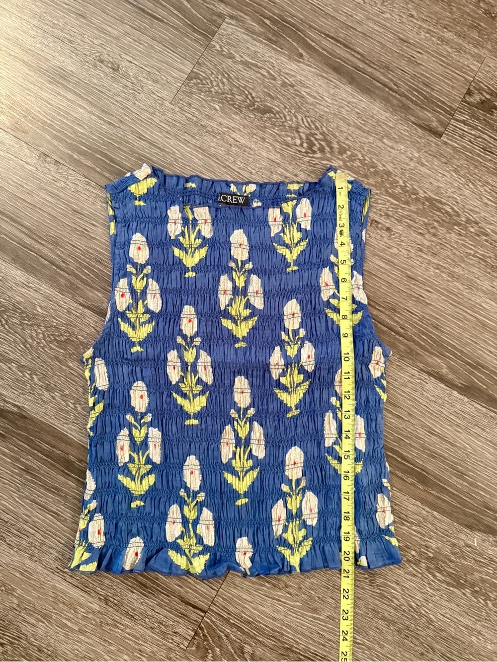 J.Crew Smocked Shell Top in Marigold Block-Print Ramie New